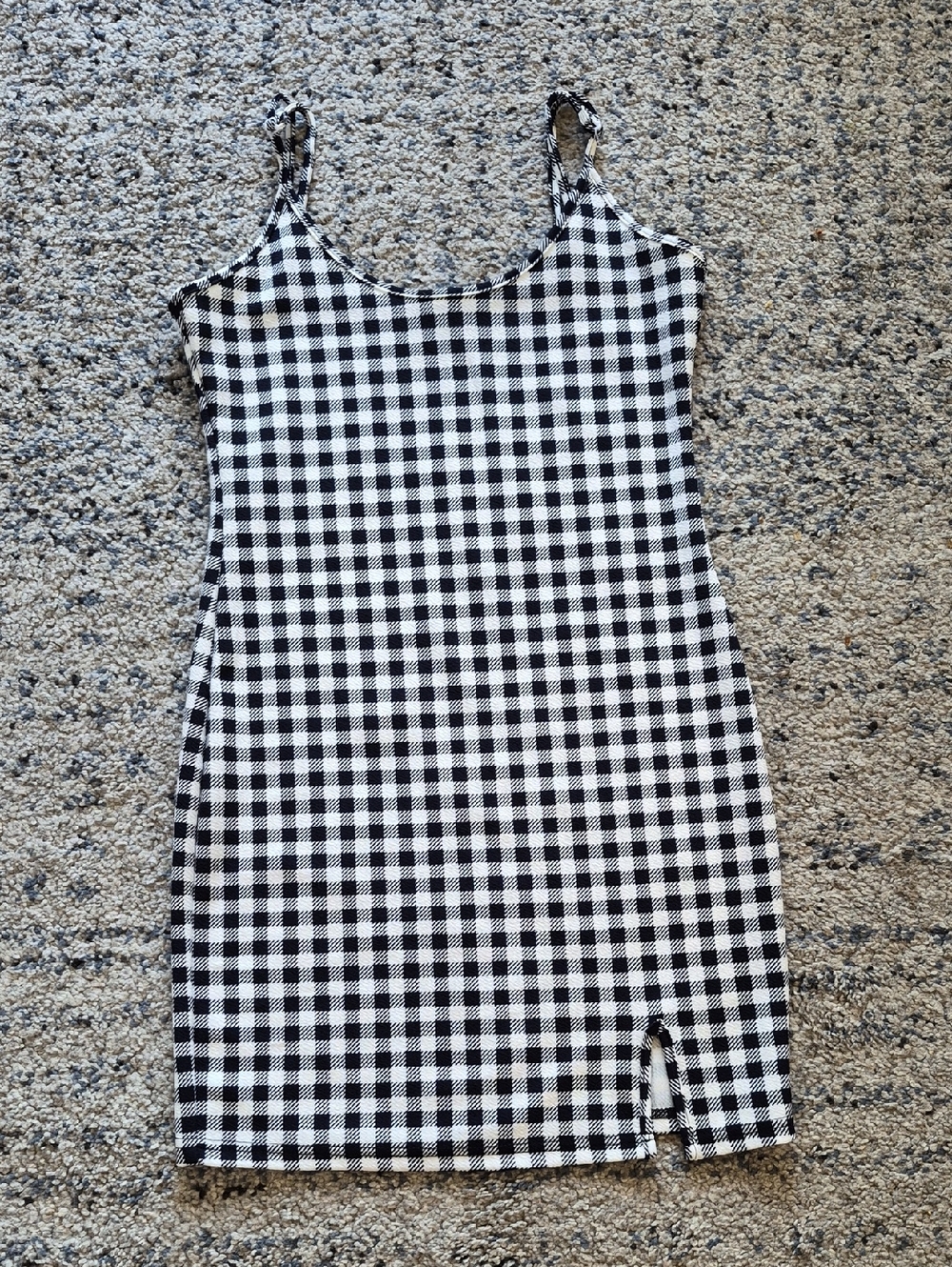 SHEIN Black and White Gingham Slip Mini Dress